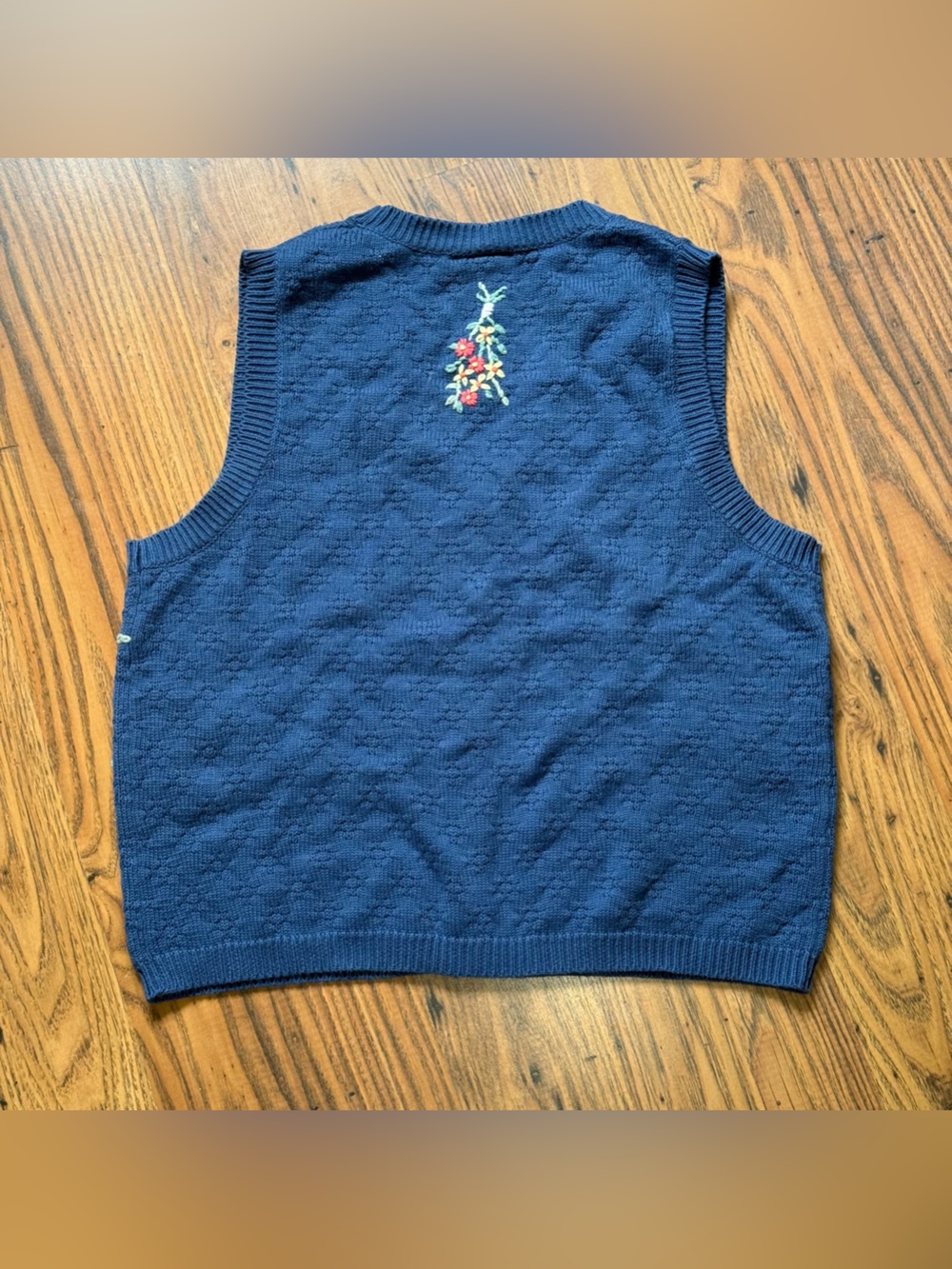 Northern Reflections Navy Embroidered Floral Sweater Vest - Picture 2 of 3